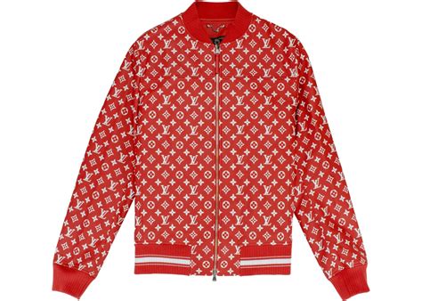 supreme lv baseball leather jacket|supreme x louis vuitton red jacket.